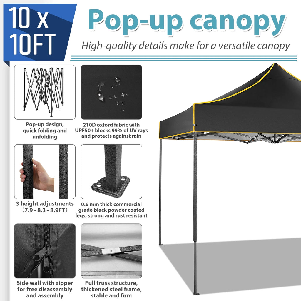 2026 SANOPY 10'x10' Pop up Canopy Tent Anti-UV Waterproof Outdoor Gazebo Instant Party Wedding Backyard Canopy Tent Shade Shelter for Backyard, Patio, Parties,Khaki