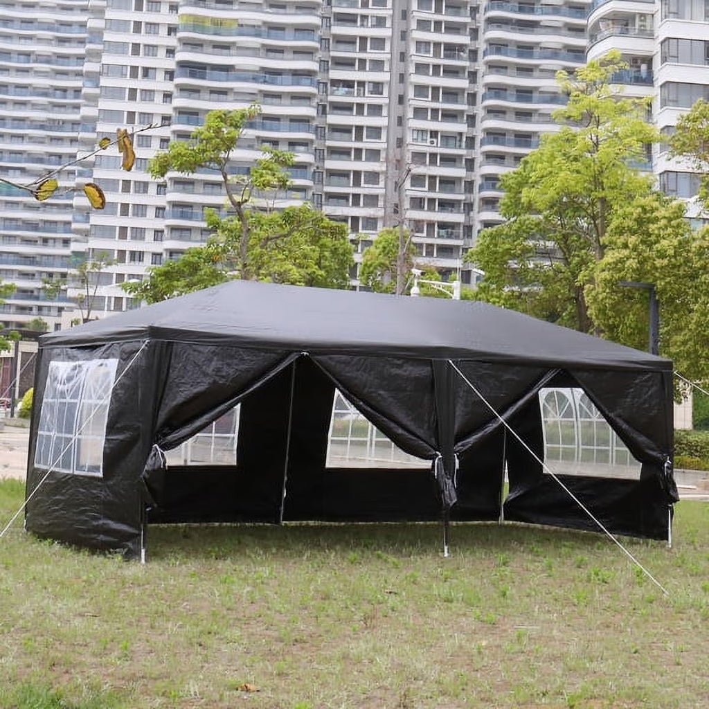 2026 Fithood 10'x20' Outdoor Party Tent with 6 Removable Sidewalls, Waterproof Canopy Patio Wedding Gazebo, Black