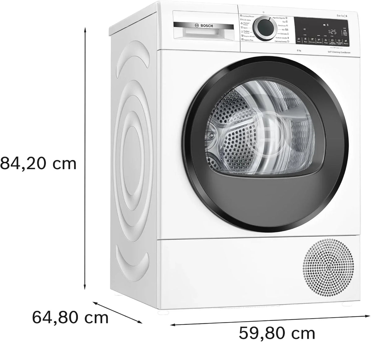 2026 Bosch – Secadora con bomba de calor, 8 kg, AutoDry, Antiarrugas, Media carga, Blanco, WQG235D1ES, Lanzamiento 2025