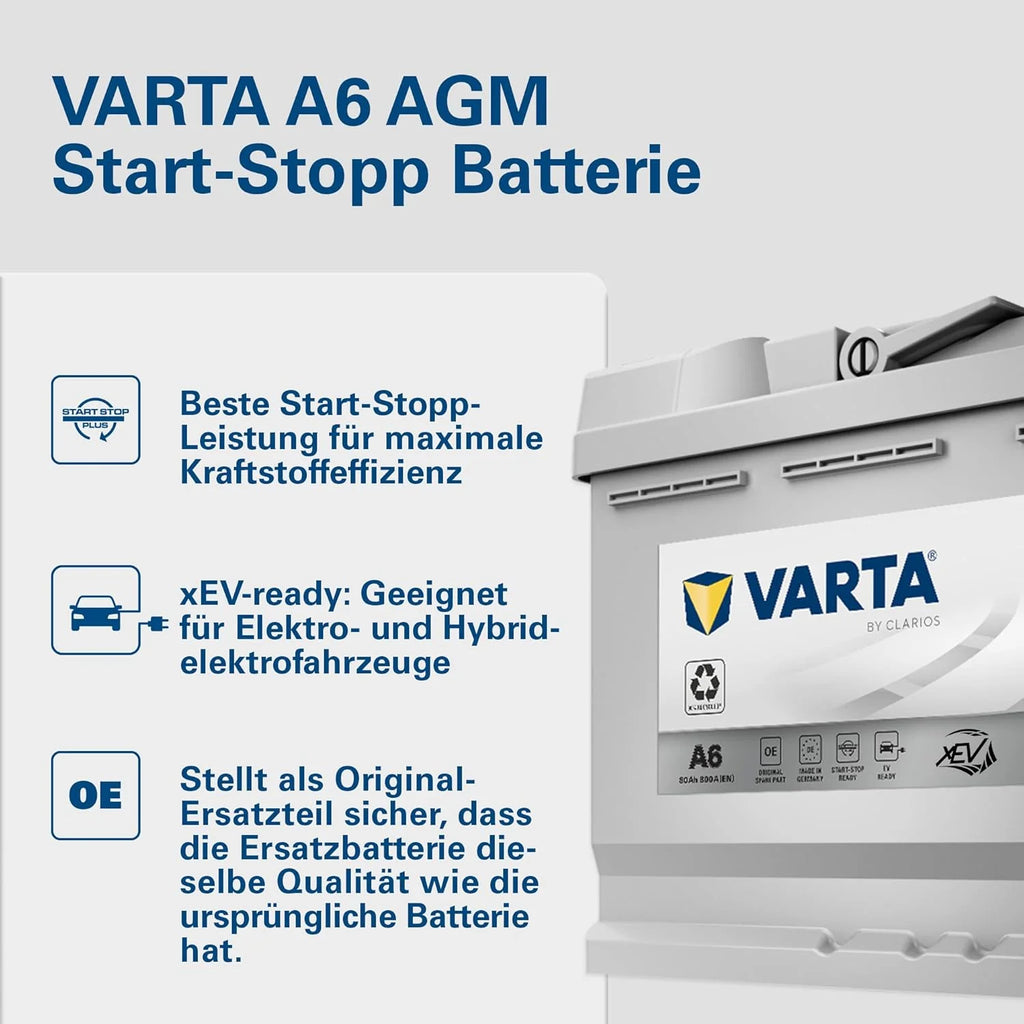 Batería VARTA Silver Dynamic AGM A6 2026 – Batería para vehículos Start – Stop y xEV 12V 80Ah 800A – Batería de arranque para vehículos con alta demanda de energía.