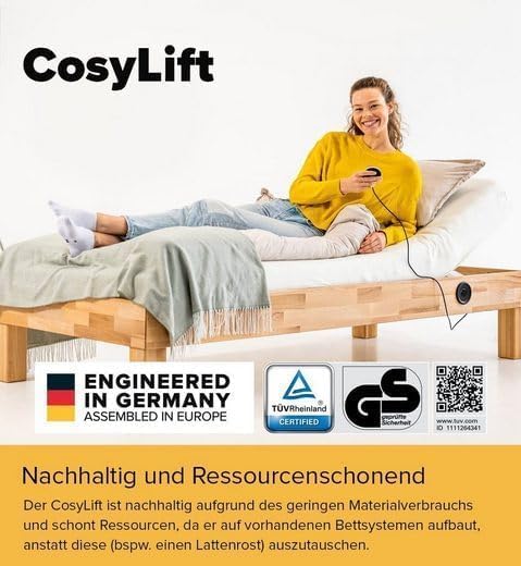 2026 COSYLIFT Base de cama de láminas, complemento para somier – Elevador ajustable eléctricamente para bases de cama de láminas y colchones, para todo tipo de camas y somieres – con motor y control manual