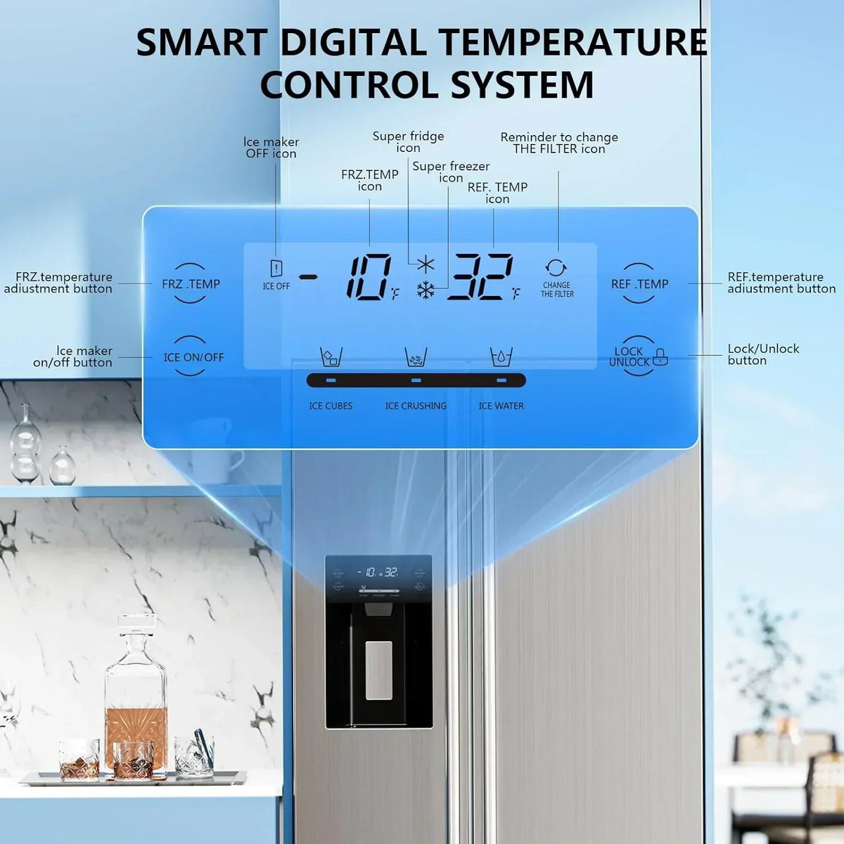 2026 36" Side By Side 20.01 Cu. ft. Built-in Refrigerator with Freezer & Ice Maker Included