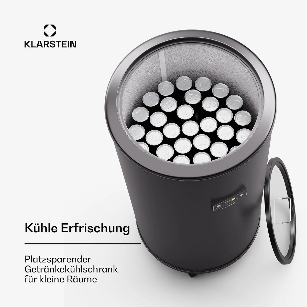 Refrigerador Klarstein Beersafe L 2026 con pantalla LED, refrigerador de acero inoxidable para habitaciones, refrigerador de bebidas para interiores/exteriores, refrigerador de vinos para bebidas, refrigerador de 75 L con vista de 360°, 0 – 16 °C
