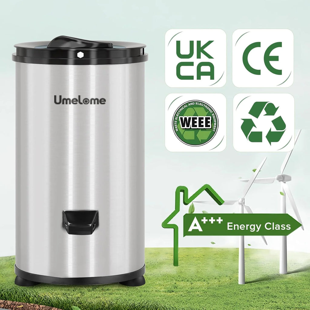 Secadora centrífuga Umelome 2026 de 3200 rpm, 4 kg, de bajo consumo energético, clase energética A+++, color plata [Clase energética A+++]