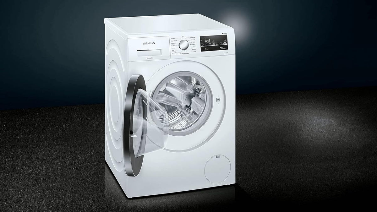 Lavadora Siemens WM14G400 iQ500 de 2026 / 8 kg / C / 1400 rpm / Programa para exteriores / Función VarioSpeed / Función de recarga / AquaStop, Blanco/Negro