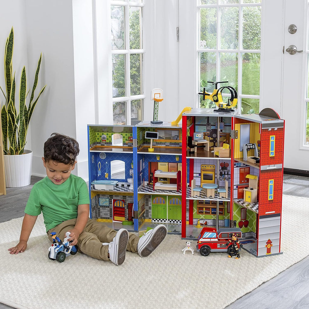 2026 Wooden play set, 3 levels, with 26 accessories, folds for storage