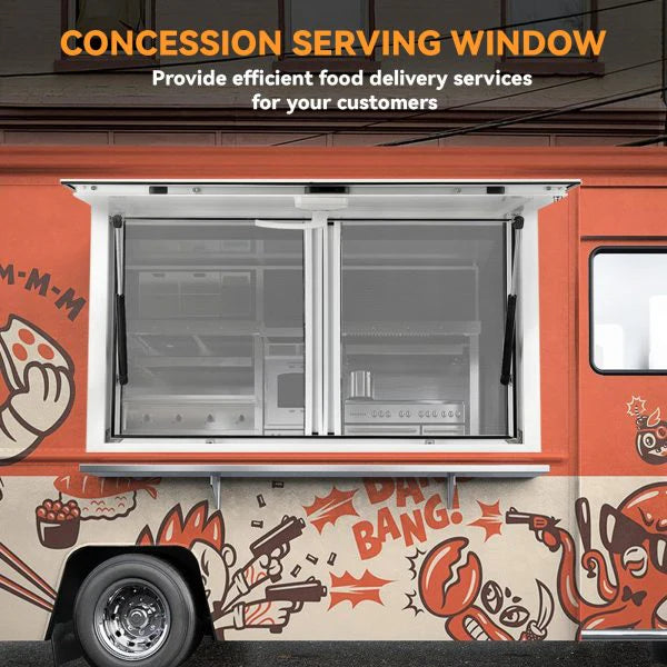 2026 Concession Window 36W X 36H Aluminum Alloy Food Truck Service Window with Sliding Screens & Awning Door, Hydraulic Lift, Locking Mechanism,…