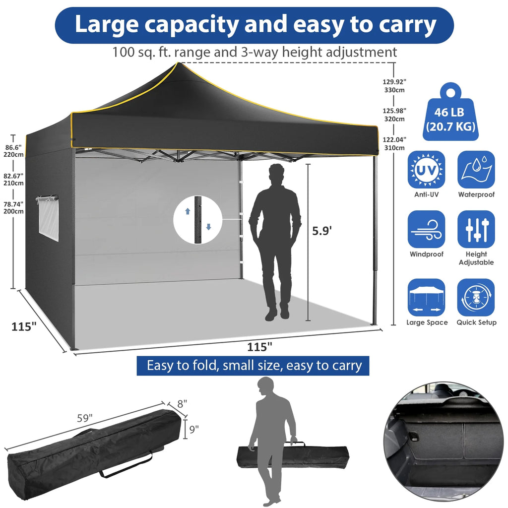 2026 SANOPY 10'x10' Pop up Canopy Tent Anti-UV Waterproof Outdoor Gazebo Instant Party Wedding Backyard Canopy Tent Shade Shelter for Backyard, Patio, Parties,Khaki