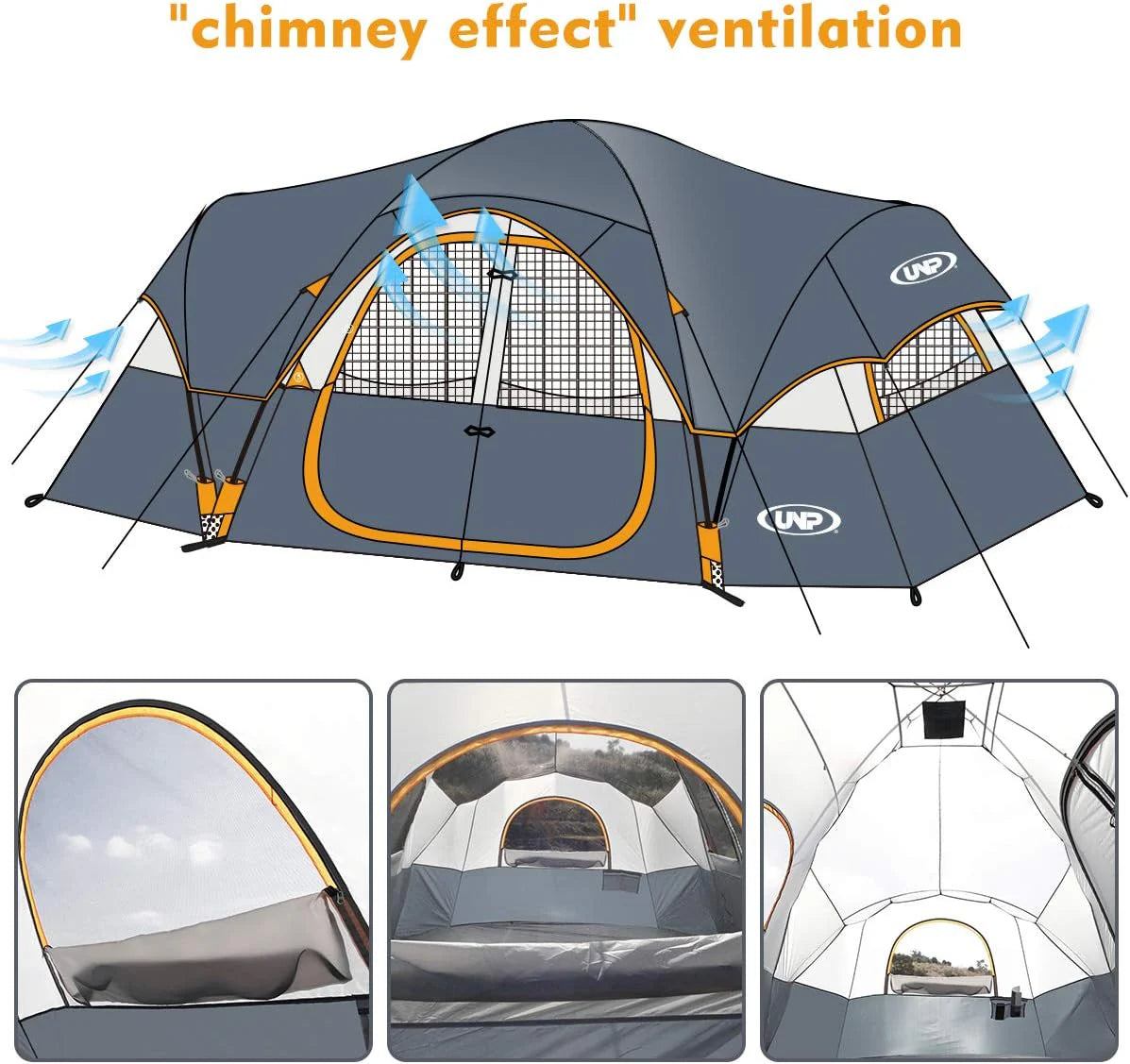 2026 Camping Tent 10-PERSON-FAMILY Tents, Parties, Music Festival Tent, Big, Easy Up, 5 Large Mesh Windows, Double Layer, 2 Room, Waterproof,…