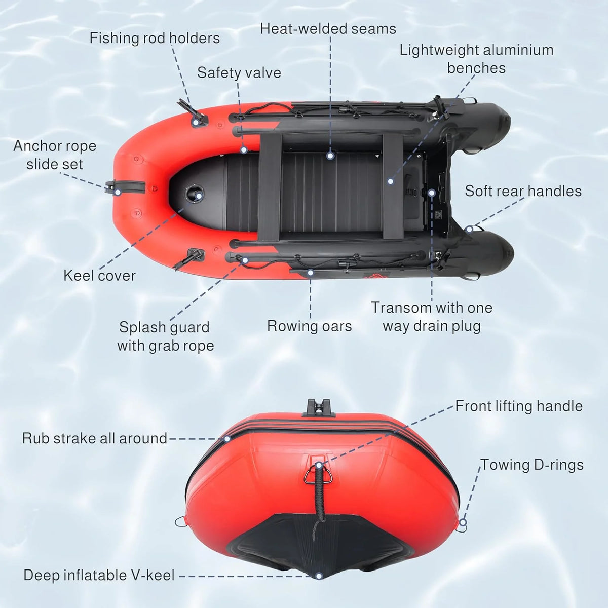 2026 Inflatable Boat | Yacht Dinghy Tender Raft | Multi Person Fishing Boat | Aluminum Floor Oars | Fishing Rod Holders | Heavy-duty Pvc | 2024…