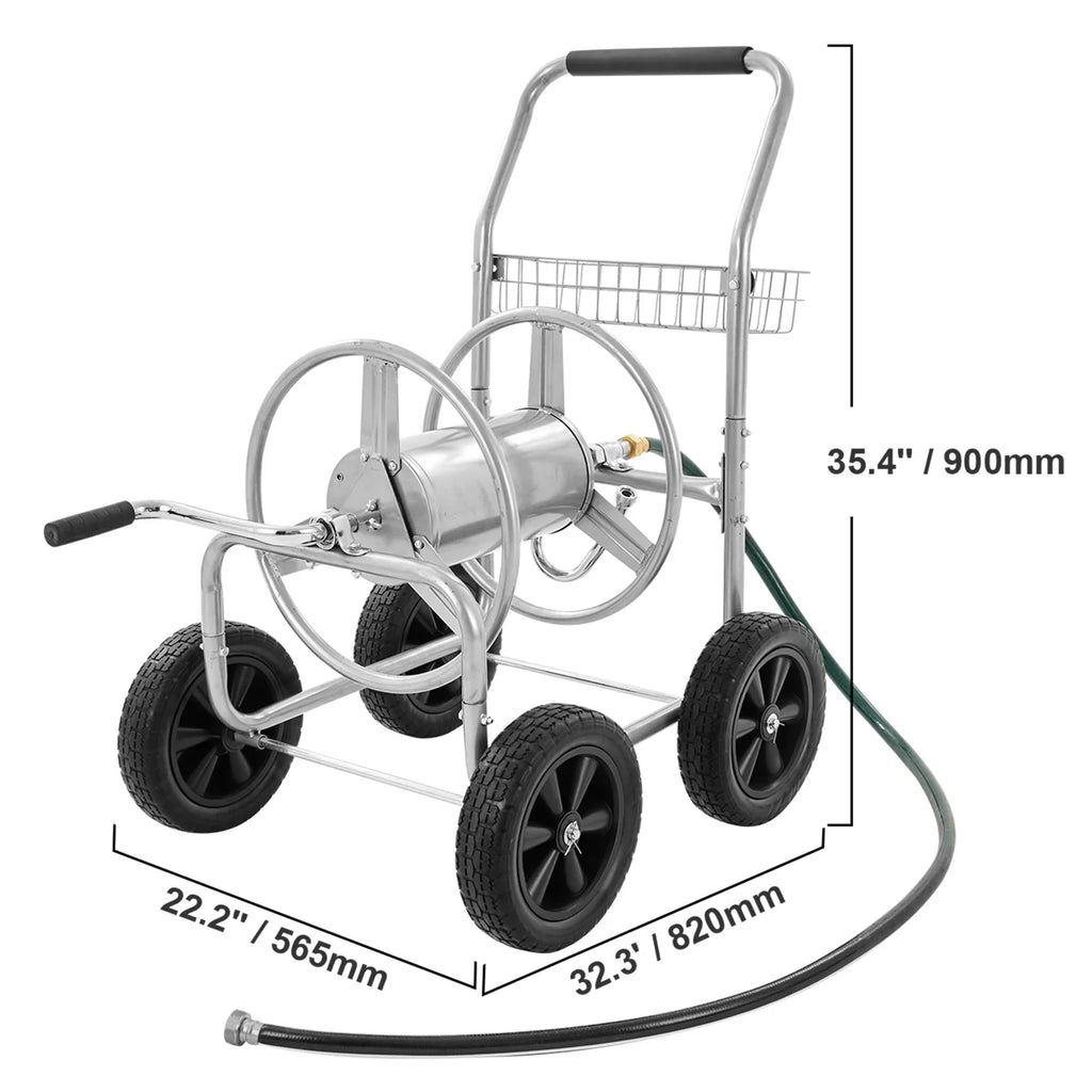 2026 VEVOR Hose Reel Cart, Hold Up to 250 ft of 5/8���� Hose, Garden Water Hose Carts Mobile Tools with 4 Wheels, Heavy Duty Powder-coated Steel Outdoor Planting with Storage Basket, for Garden, Yard, Lawn