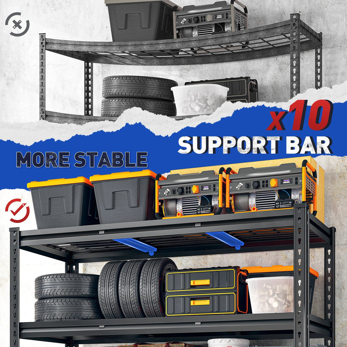 2026 REIBII 48" W Garage Shelving Units 5 Tier Storage Shelves Heavy Duty Adjustable Metal Utility Shelf-72" H x 48" W x 24" D