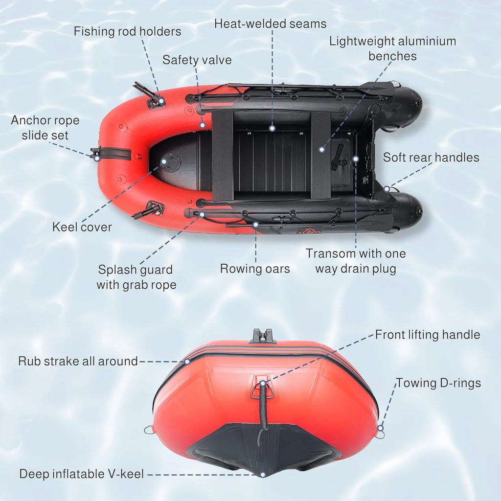 2026 Inflatable Boat | Yacht Dinghy Tender Raft | Multi Person Fishing Boat | Aluminum Floor Oars | Fishing Rod Holders | Heavy-duty Pvc | 2024…