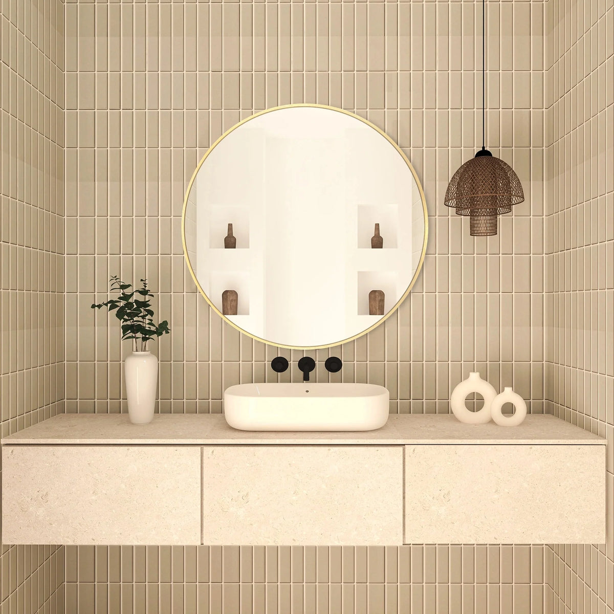 2026 Modern Round Bathroom Vanity Mirror, Wall Mounted Circular Mirror for Bathroom, Bedroom and Home Decor