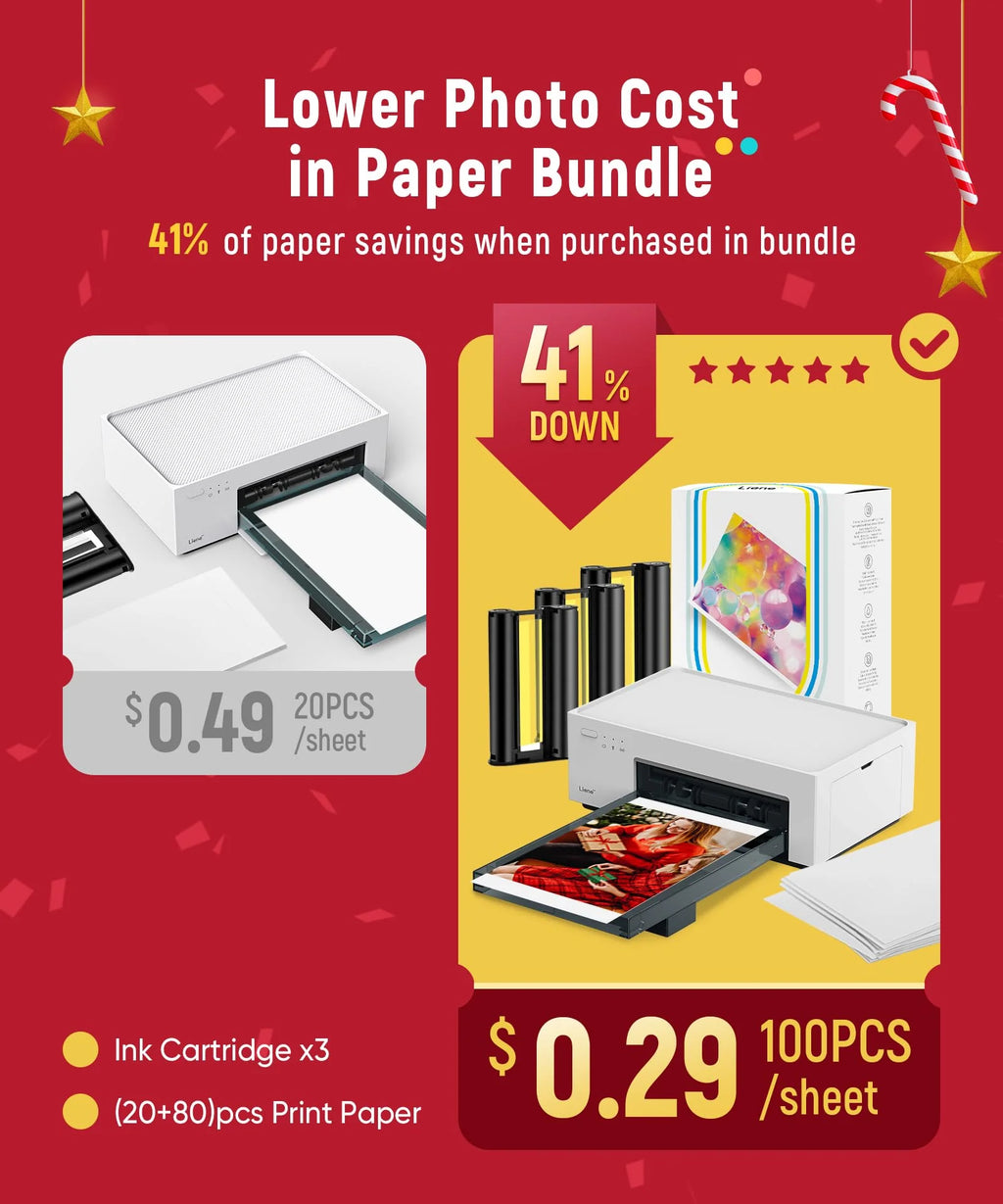 2026 Liene 4×6 Photo Printer with Wi-Fi, 100 Sheets, Thermal-Dye Sublimation, for iPhone & Android