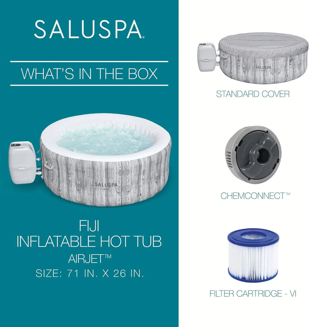2026 Large Round 2 to 4 Person Inflatable Hot Tub Portable Outdoor Spa with 120 Airjets and Energysense Cover, Grey