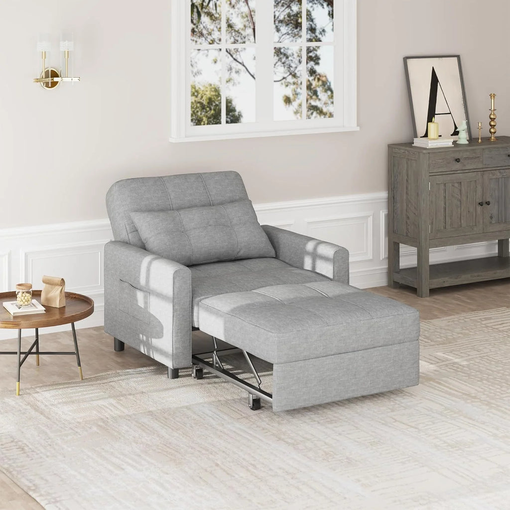 Sillón reclinable Bealife 2026, sillón cama con respaldo ajustable, sillón para TV, sofá cama plegable, sillón reclinable para sala de estar y dormitorio (gris claro)