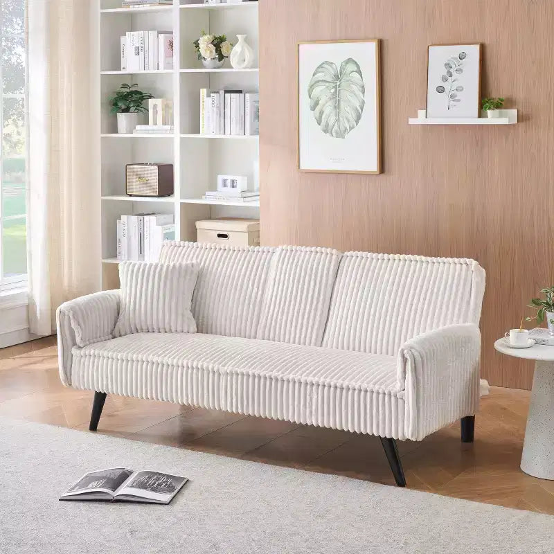2026 Sofá cama de dos plazas convertible – Pana, respaldo ajustable y portavasos, 182,9 cm
