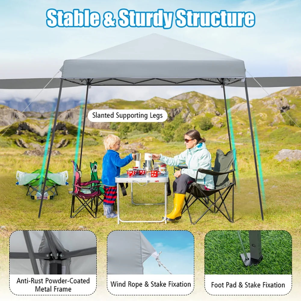 2026 GVN Patio 10x10FT Instant Pop-up Canopy Folding Tent with Sidewalls and Awnings Outdoor-Gray, Full Waterproof Outdoor Party Event Tents for Outside Party Waterproof Tent BBQ Shelter