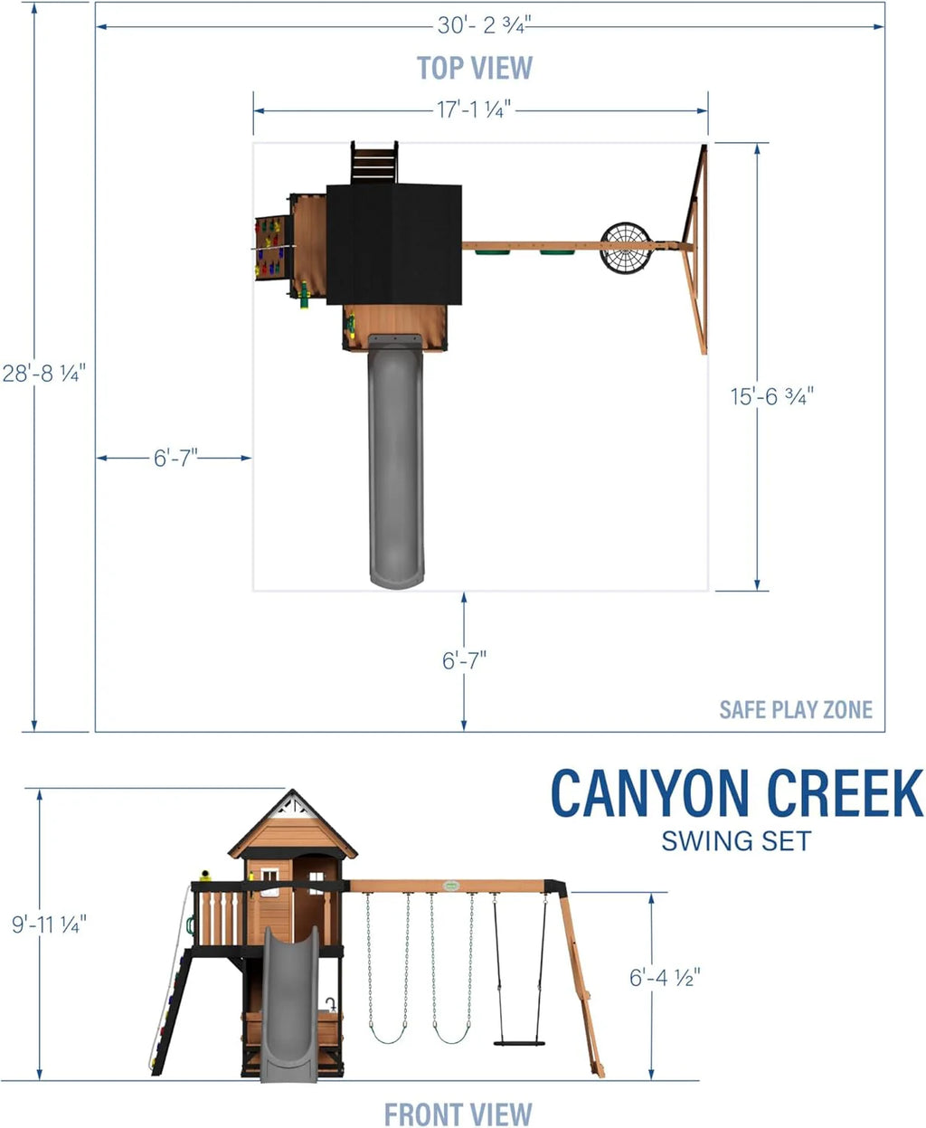 2026 Canyon Creek Cedar Wood Swing Set with Wave Slide, Clubhouse, Play Kitchen, Picnic Area, Belt Swings, Web Swing, Rock Wall, Balconies,…