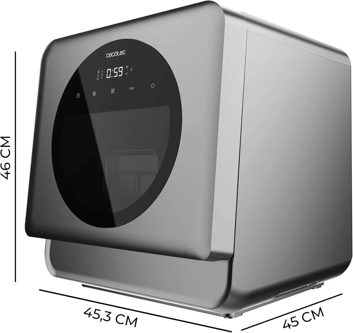 2026 Cecotec Lavavajillas Compacto Libre Instalación Sobremesa Bolero Aguazero 1150 Dark. 3 Cubiertos, Bajo Consumo, 6 Programas, Touch Control Panel, Funciones como Long Storage y Delay Start, Dark Inox