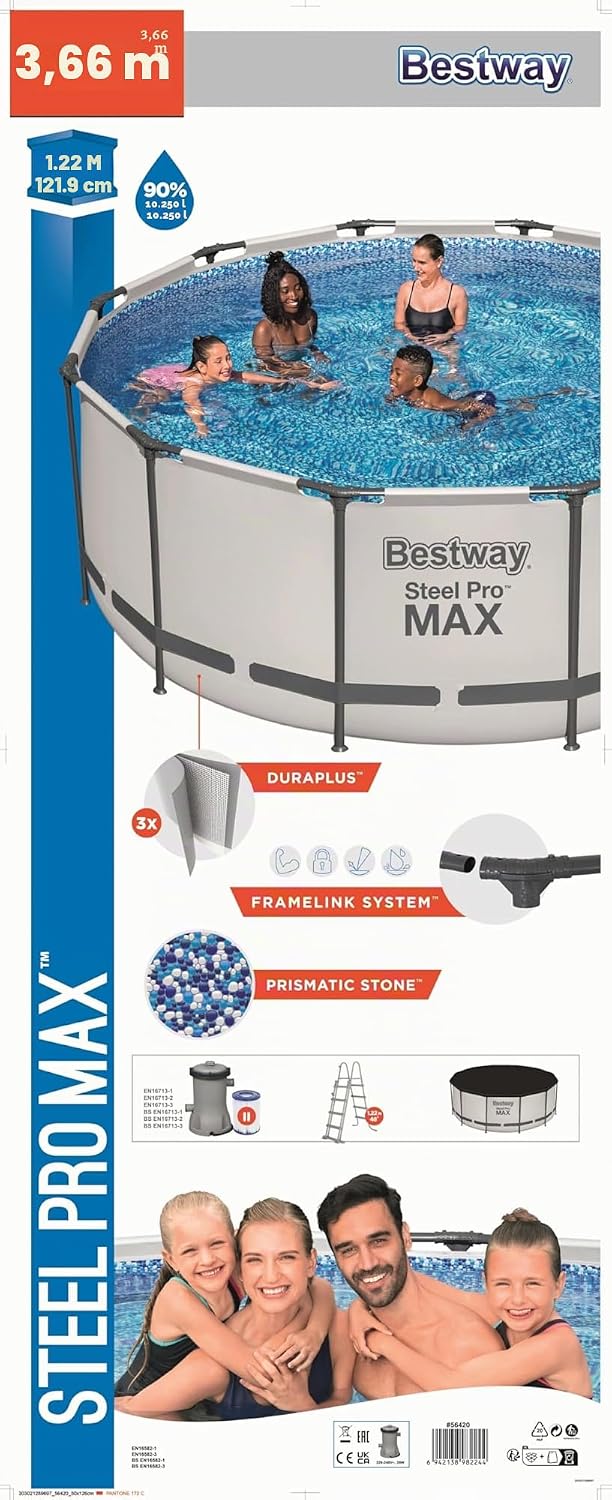Conjunto de piscina Bestway Stahl Pro Max 2026 de 3,66 x 1,22 m
