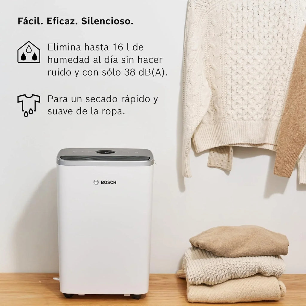 2026 Bosch Deshumidificador Dry 4000 – Fácil. Eficiente. Silencioso. Para tu Hogar y Dormitorio – Para Habitaciones de hasta 33 m² – Secado Rápido para tu Colada