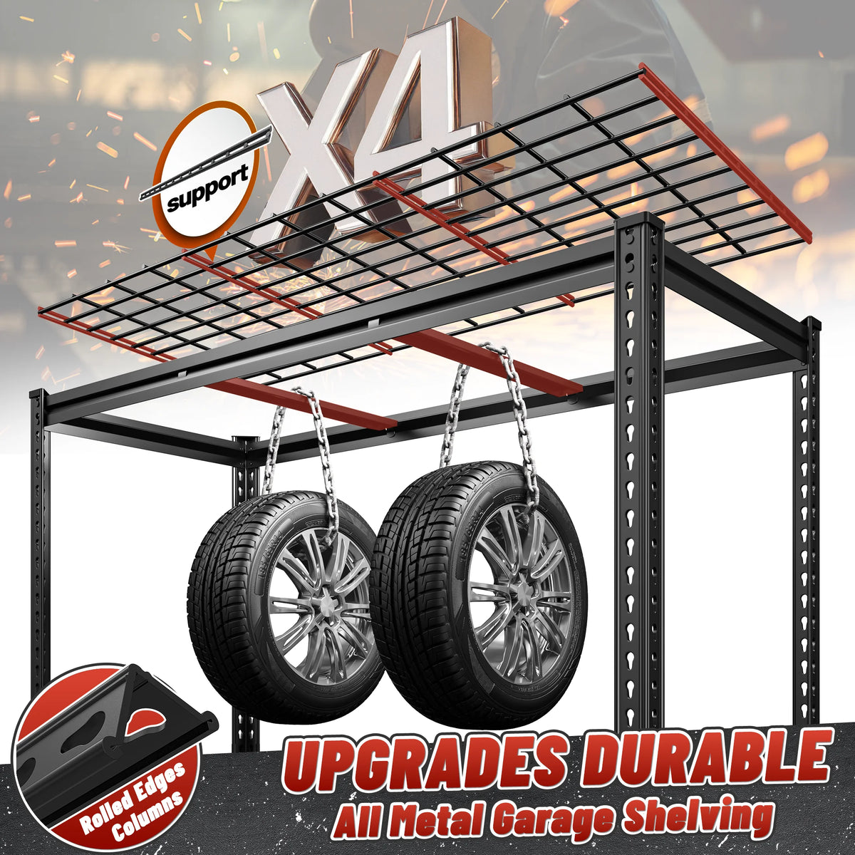 2026 REIBII 48" W Garage Shelving Units 5 Tier Storage Shelves Heavy Duty Adjustable Metal Utility Shelf-72" H x 48" W x 24" D