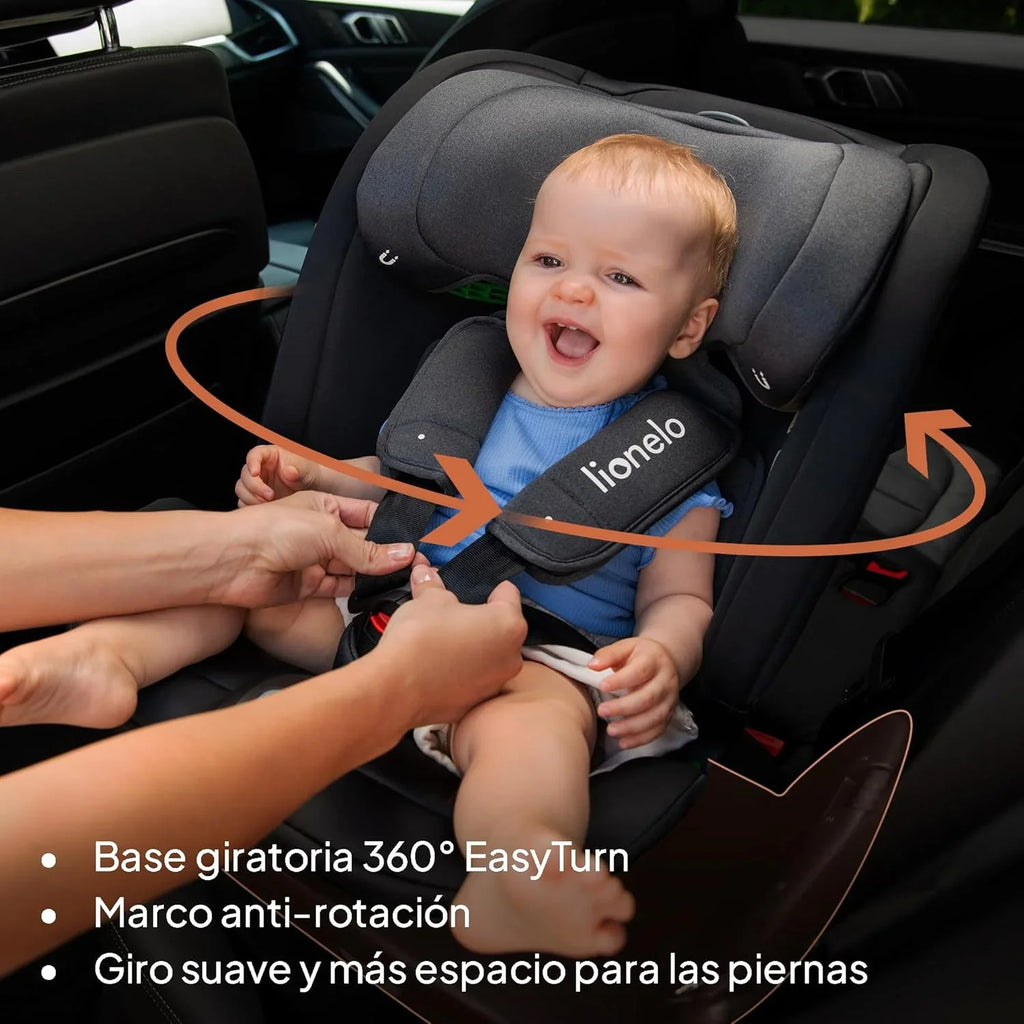 2026 LIONELO Bastiaan RWF i – Size Silla de Coche para Bebé Giratoria 360° 0 – 36kg, Instalaciión Delantera y Trasera (18kg), ISOFIX TopTether, Reposacabezas y Respaldo Ajustables Protección Lateral