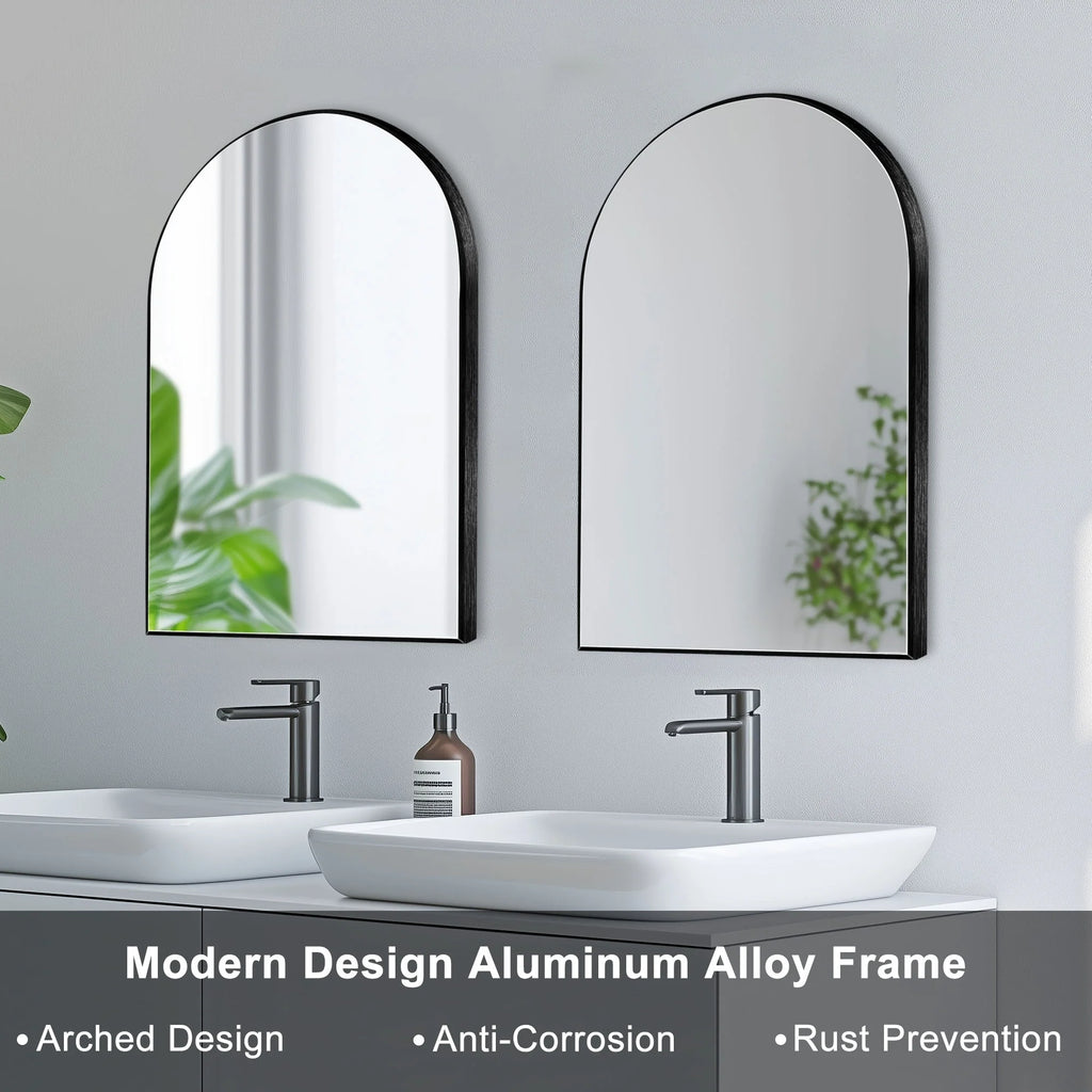 2026 Modern Arch Aluminum Bathroom Wall Mirror, Wall Mounted Vanity Mirror for Bathroom, Bedroom and Home Decor
