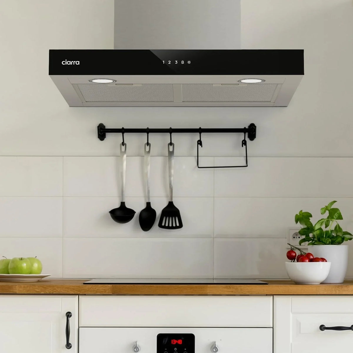 2026 Ciarra CBCS6102 Campanas Extractora 60cm 650 m³/h – Control Táctil y Wifi – 4 Velocidades – Evacuación al Exterior y Recirculación Interna por Filtro de Carbón CBCF003 – Acero Inoxidable