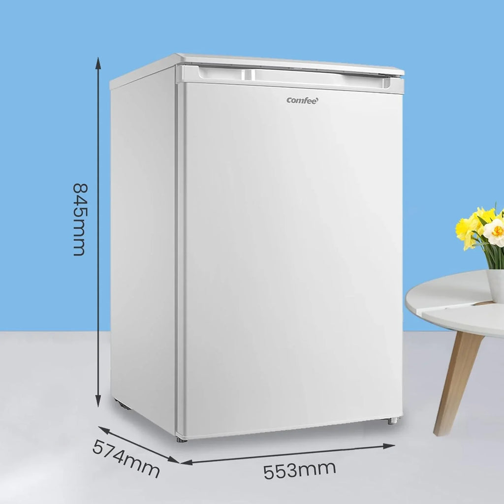 2026 COMFEE' RCU83WH3EU(E) Congelador vertical independiente 88 Litros, 3 cajones, Congelador de gran capacidad, Termostato ajustable, Puerta reversible, Blanco