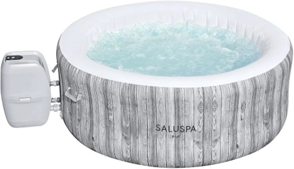 2026 Large Round 2 to 4 Person Inflatable Hot Tub Portable Outdoor Spa with 120 Airjets and Energysense Cover, Grey