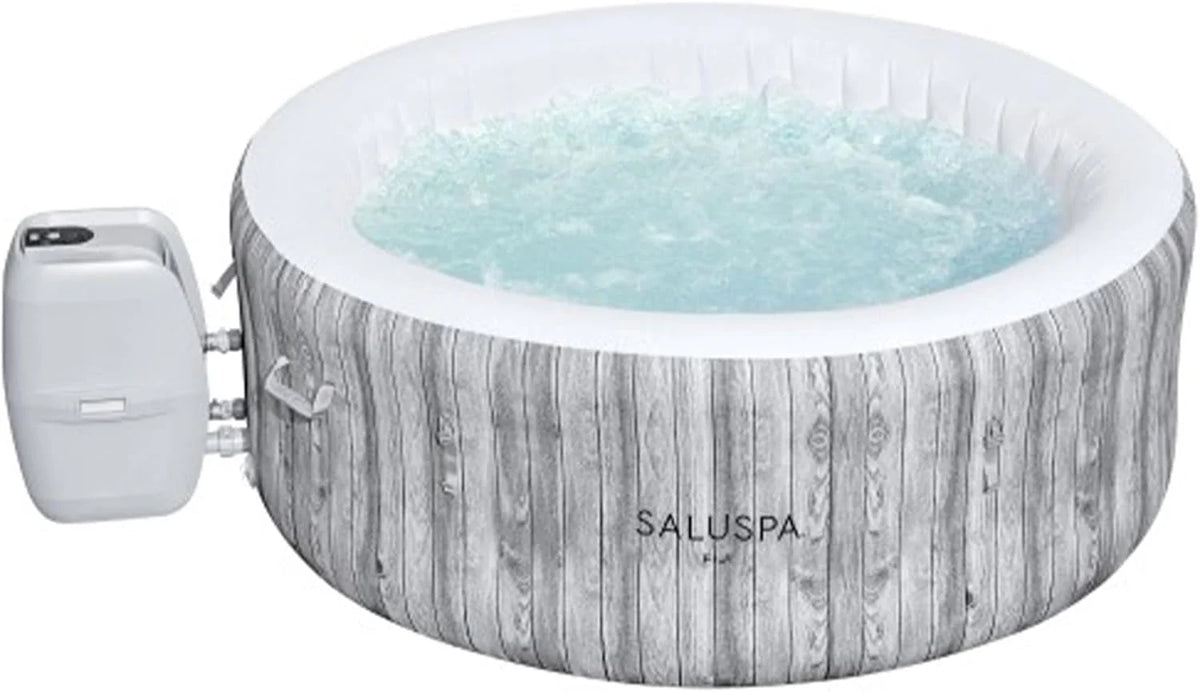 2026 Large Round 2 to 4 Person Inflatable Hot Tub Portable Outdoor Spa with 120 Airjets and Energysense Cover, Grey