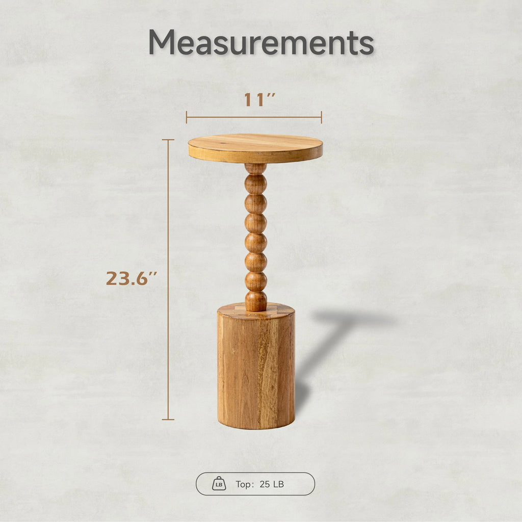 2026 Wood Pedestal End Table, Round Martini Drink Table for Small Spaces, Living Room and Bedroom