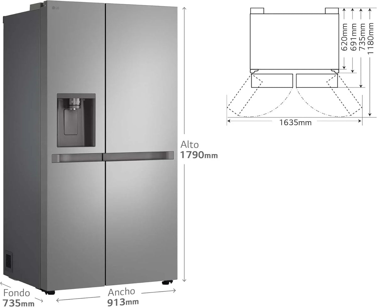 2026 GSLC40PYPE – Frigorífico Side by Side, Serie 400, Clasificación E, 641 L, Inox Anihuellas