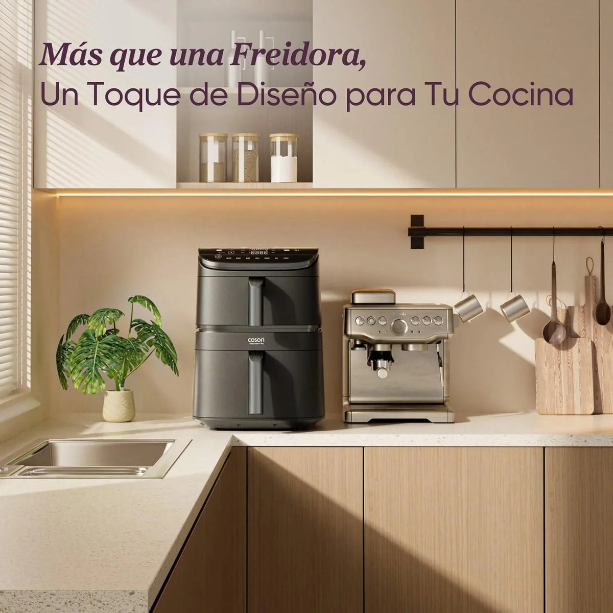 2026 Cosori Turbo Tower Freidora de Aire10,8L con Cesta Verticales, Cocción en 3 Niveles que Ahorra Espacio, 2630 W, 6 funciones, 2 DC Motores, Más de 50 Recetas Completas en Línea