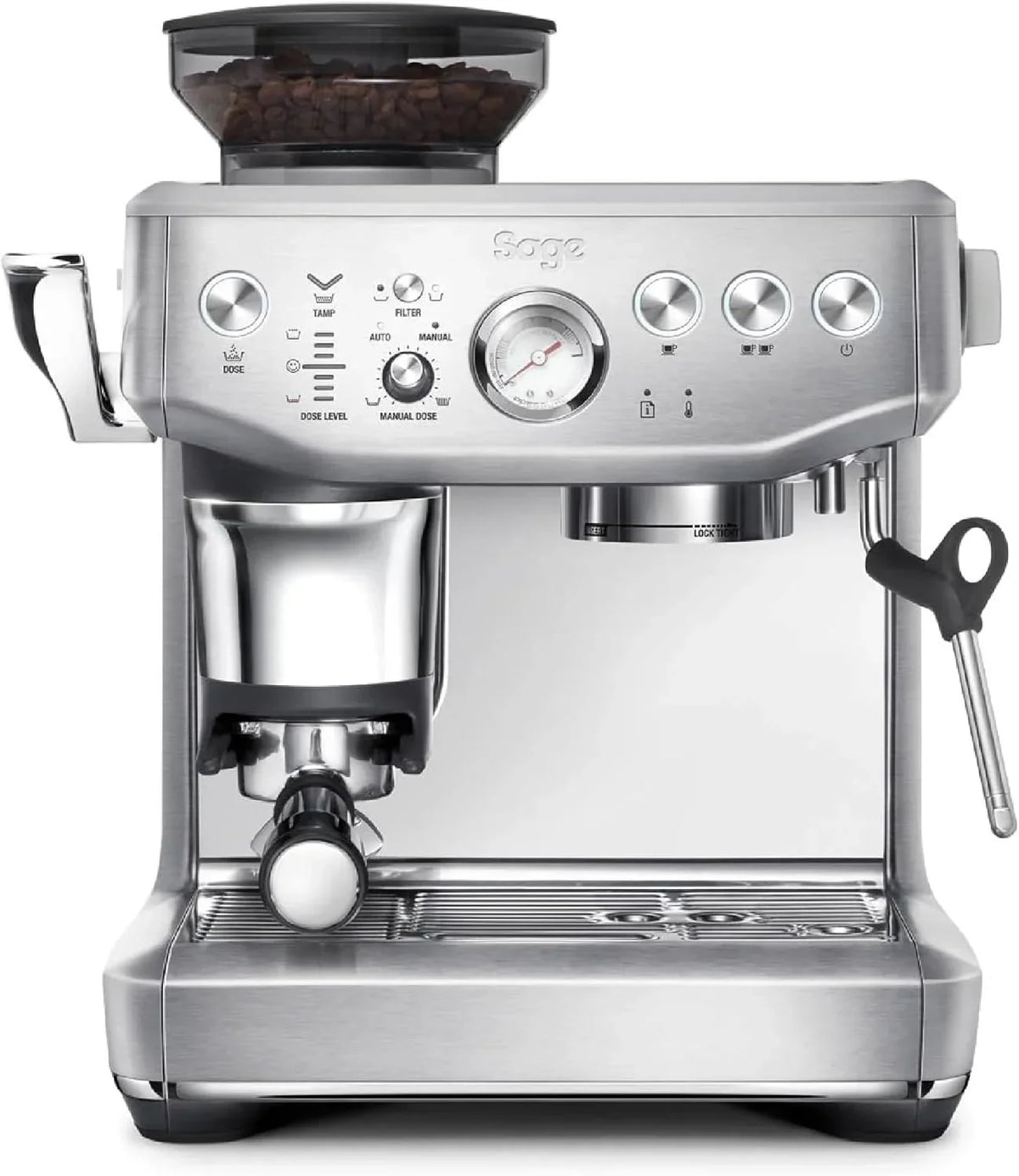 2026 Sage Barista Express Impress – Cafetera Profesional con Espumador de Leche Manual y Molinillo – 9 Bares, Control de Temperatura, 1850 W – Para Cappuccino, Latte y Espresso, Acero Inoxidable