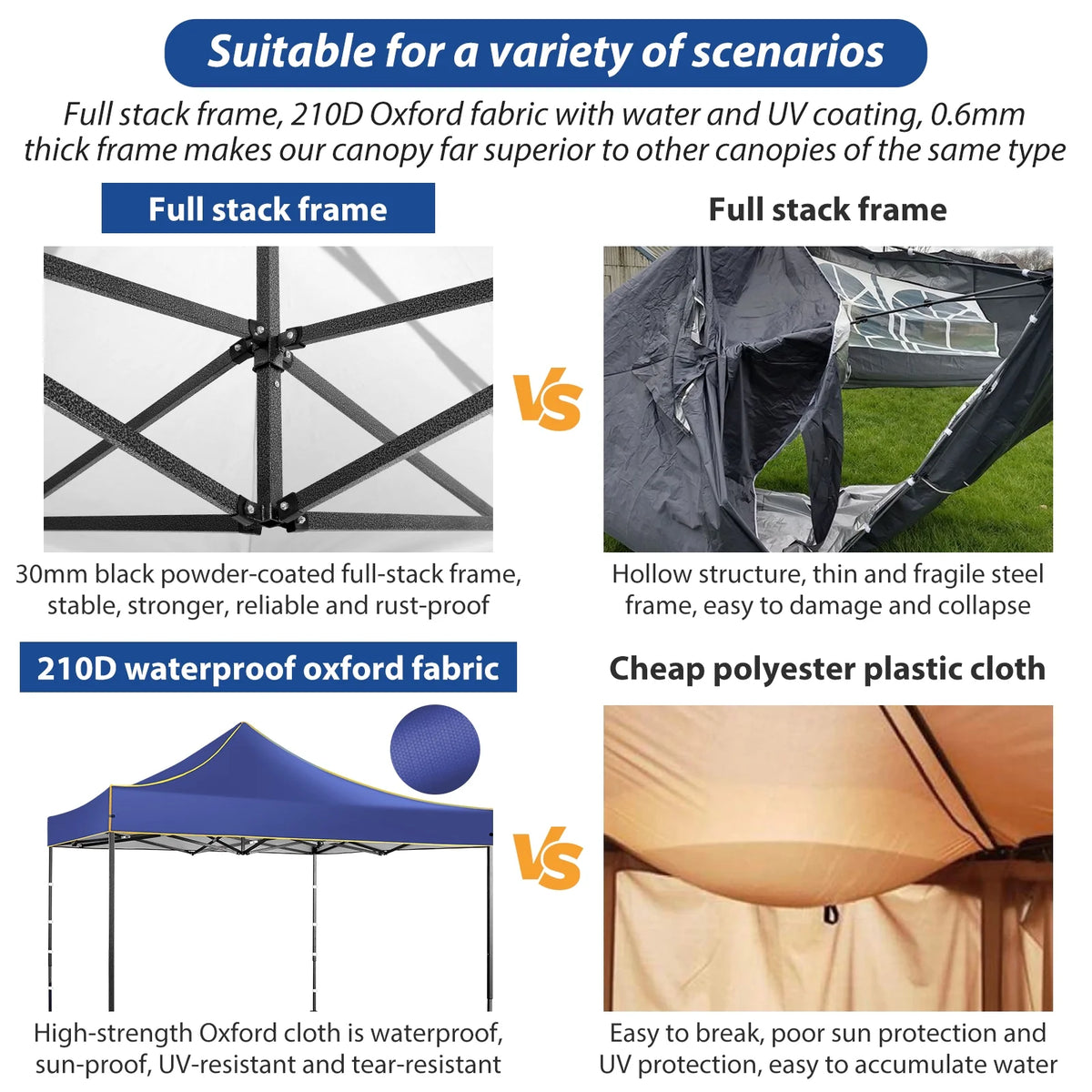 2026 SANOPY 10'x10' Pop up Canopy Tent Anti-UV Waterproof Outdoor Gazebo Instant Party Wedding Backyard Canopy Tent Shade Shelter for Backyard, Patio, Parties,Khaki