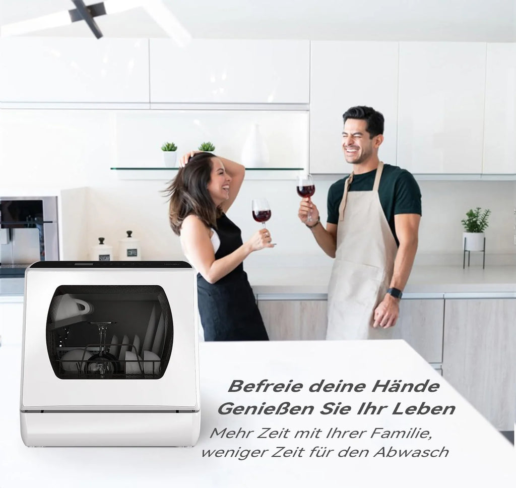 Lavavajillas mini Hermitlux 2026, lavavajillas para 4 juegos de cubiertos, depósito de agua de 5 litros, 6 programas, mini lavavajillas de sobremesa, perfecto para apartamentos, residencias de estudiantes y camping, color blanco.