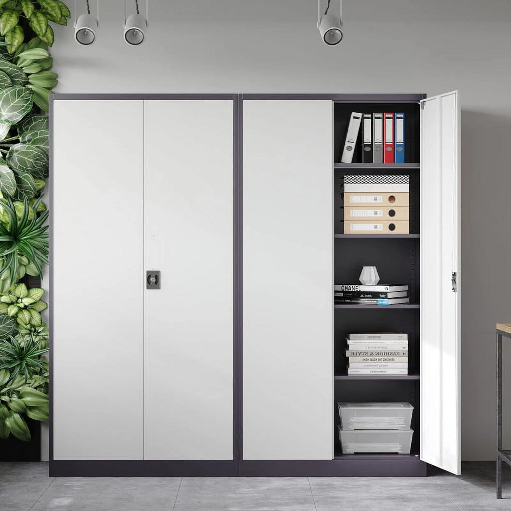 2026 STANI Metal Storage Cabinet with Locking Doors, Garage Lockable Steel Cabinets with 4 Doors and 5 Shelves for Home, Garage, Pantry Workshop Warehouse