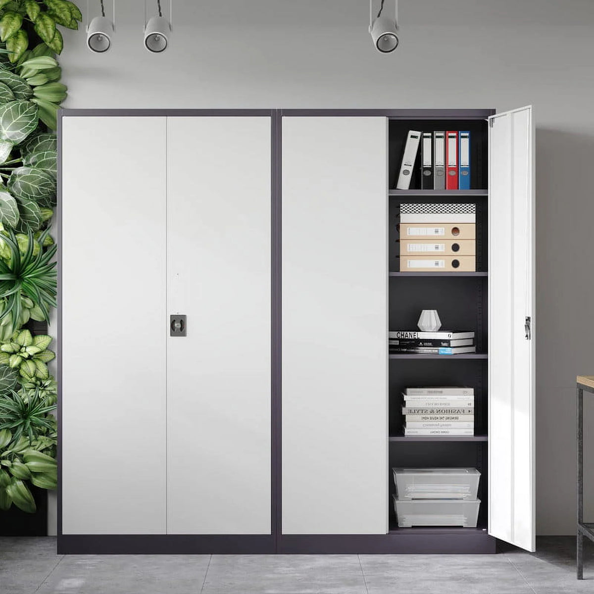 2026 STANI Metal Storage Cabinet with Locking Doors, Garage Lockable Steel Cabinets with 4 Doors and 5 Shelves for Home, Garage, Pantry Workshop Warehouse
