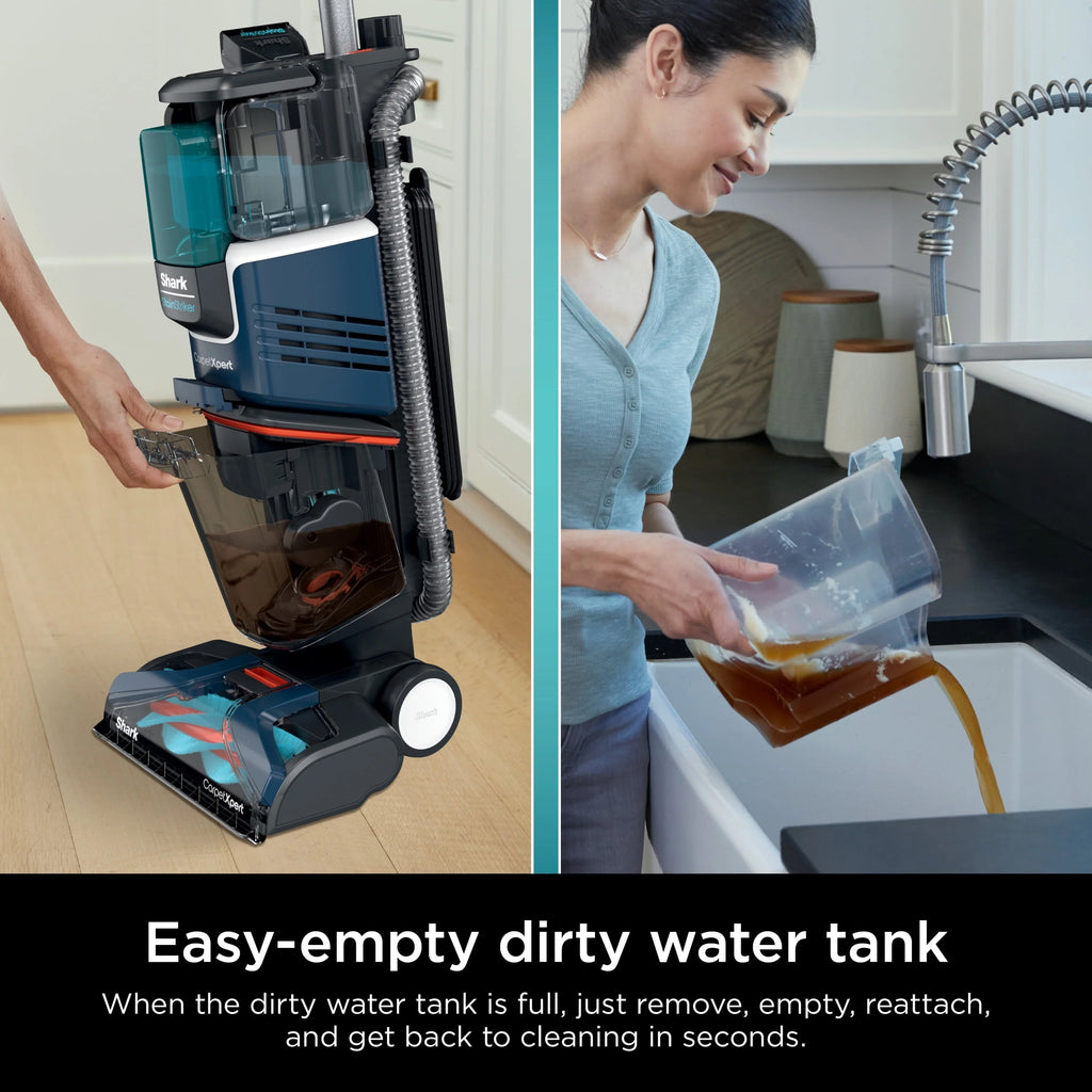 2026 Shark CarpetXpert with StainStriker, Upright Carpet, Area Rug & Upholstery Cleaner for Pets, Built-in Spot & Stain Eliminator, Deep Cleaning & Tough Stain Removal, Carpet Shampooer, Navy, New,EX200