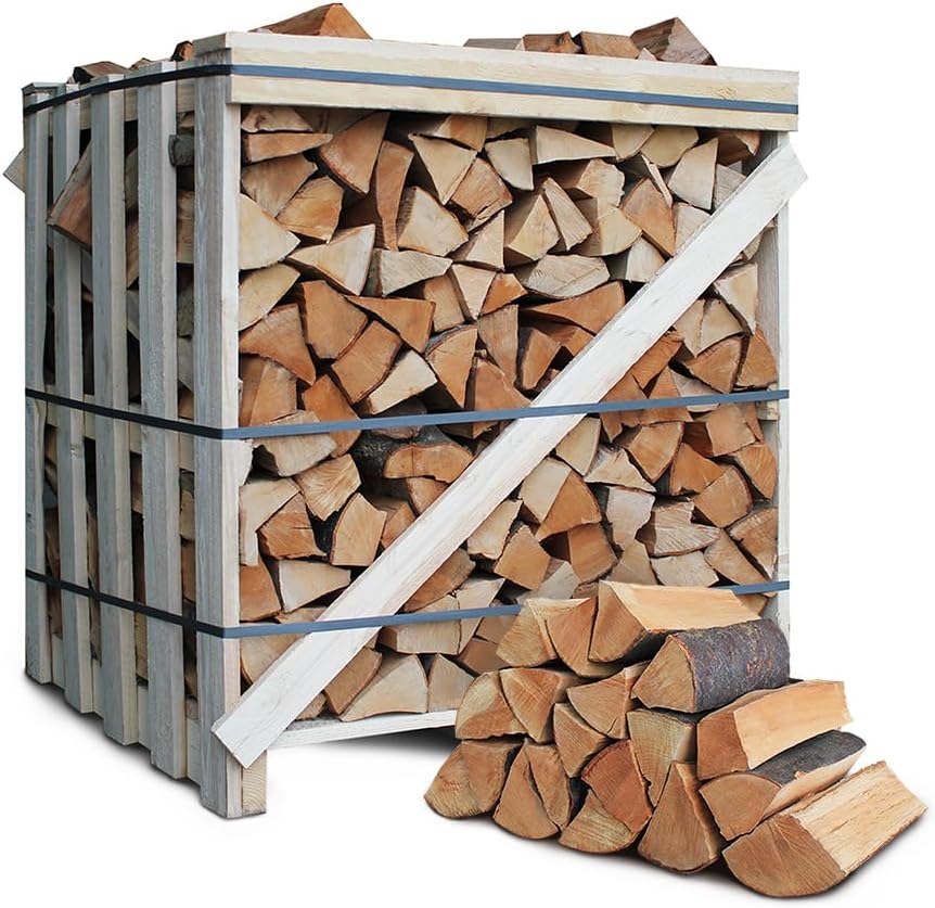 Leña de haya JSM 2026 – Longitud del tronco 25 cm / 33 cm – 1,6 SRM / 1RM – 1 palé – para chimenea, estufa, parrilla, ahumador (longitud del tronco 25 cm)