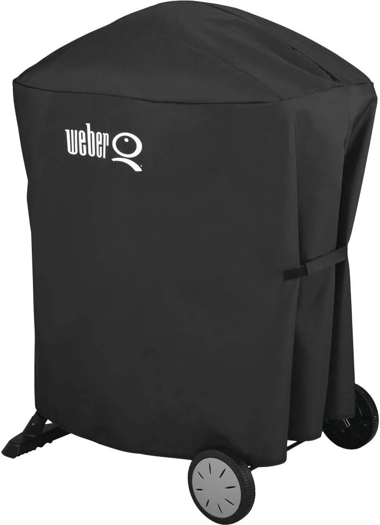 Parrilla eléctrica Weber Q2400 de 2026 con soporte y mesas laterales, superficie de cocción de 54 x 39 cm, portátil, rejilla de cocción de hierro fundido esmaltado en porcelana de 2 piezas, tapa y carcasa de aluminio fundido – Gris oscuro (55020879)