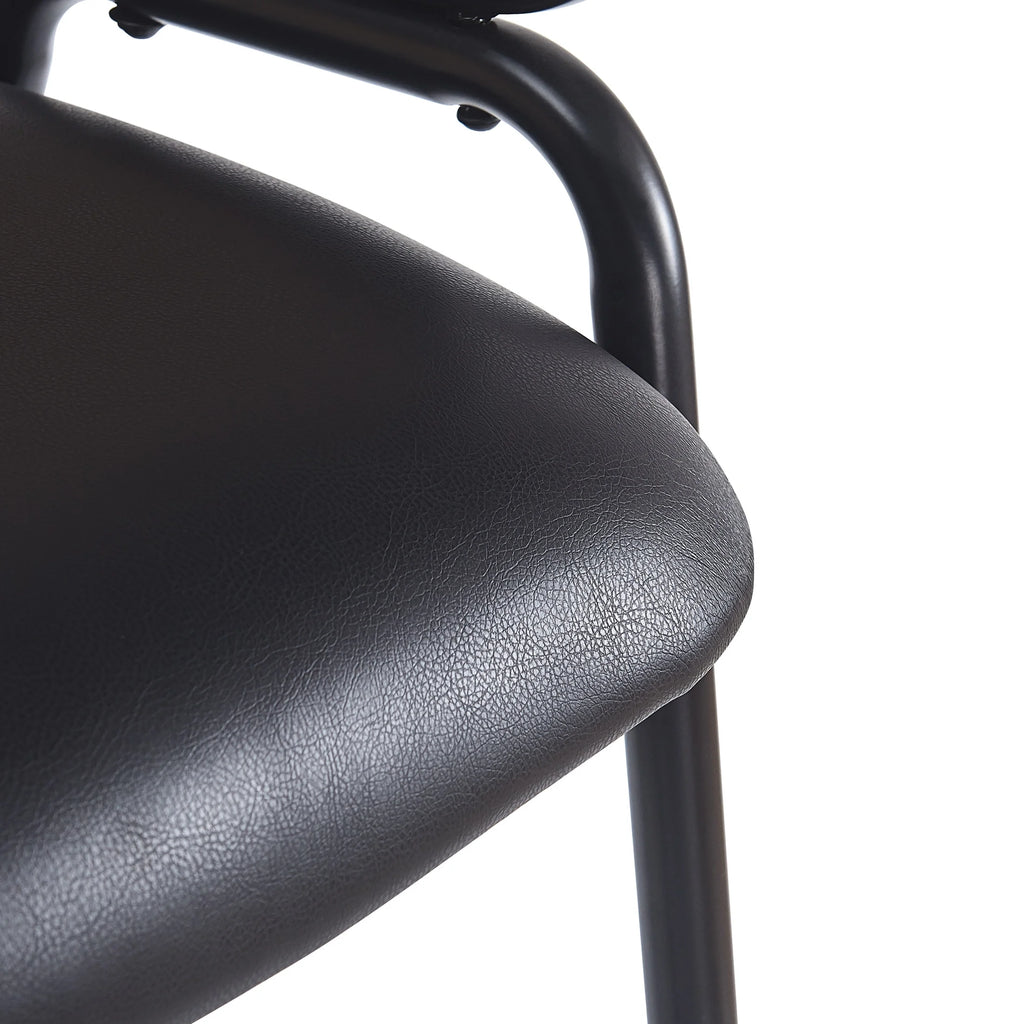2026 Christopher Knight Home 29.5" PU Upholstered Bar Stool with Woven Rattan Backrest & Iron Frame, Black, Set of 2