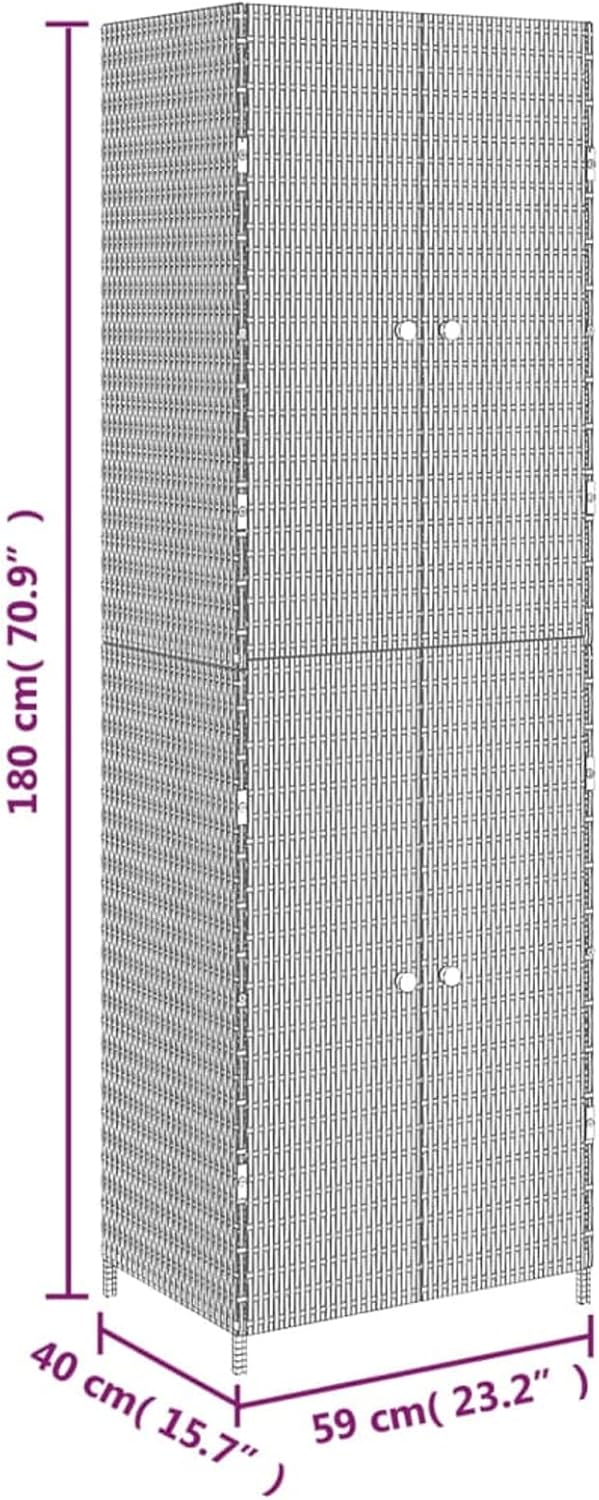 2026 Armario de almacenaje de jardín ratán PE Negro arcones para Jardin Exterior 59x40x180 cm