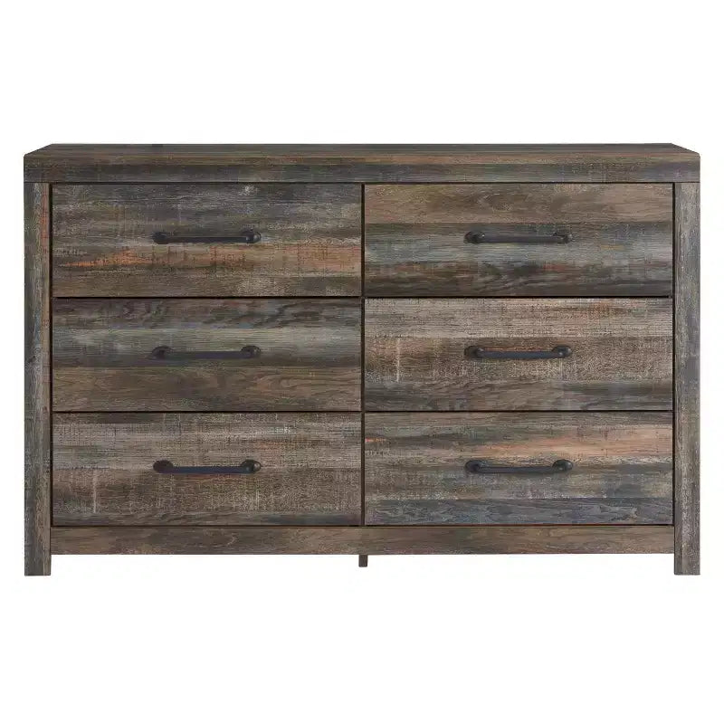 2026 Cómoda de 6 cajones – Cajonera rústica industrial para dormitorio con acabado de madera rústica.