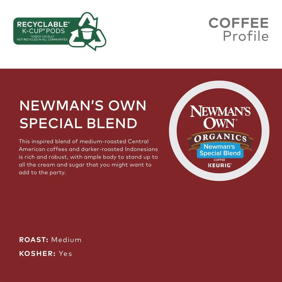 2026 Newman's Own Organics Coffee K-Cup Pods, Special Blend (100 ct.)