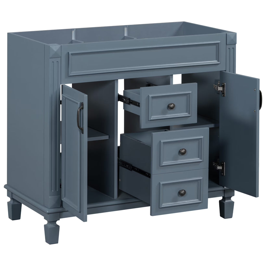 2026 Modern Bathroom Furniture Set, 36" Bathroom Vanity with Top Sink, 35" Wall Mounted Bathroom Storage Cabinet, Mirror Cabinet with 6 Shelves, Storage Cabinet with 2 Doors and 2 Drawers, Grey